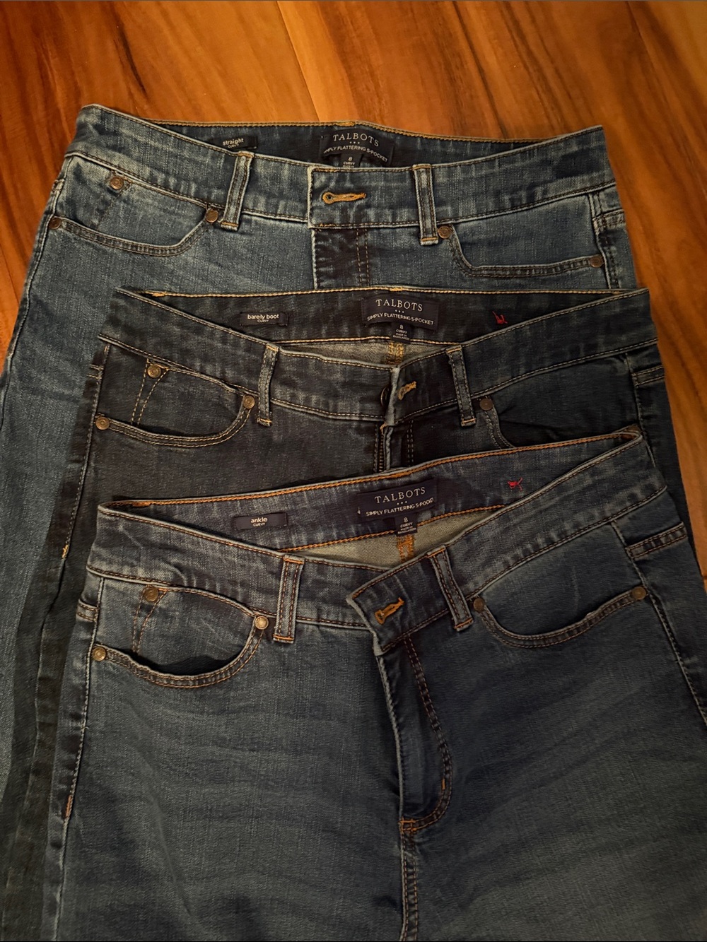 Talbots Denim Jeans Trio, Curvy Fit, Barely Boot, Ankle, and Straight Let